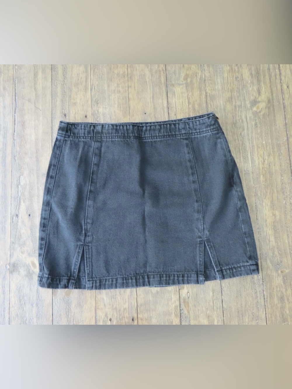 Black Mini Skirt with Front Seam Detail